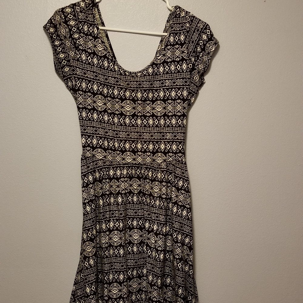 black & white open back dress